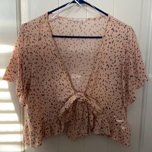 Pink and grey tie top crop